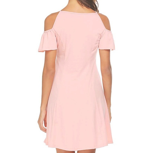 NWT Cold Shoulder Blush Pink A-line Sundress - Picture 2 of 6